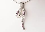 Amethyst Purple Clear Crystal Rhinestone Hanging Snake Serpent Pendant Necklace