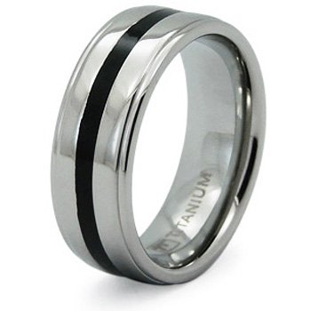 Titanium Ring with Black Resin Inlay (Sizes 7-13)
