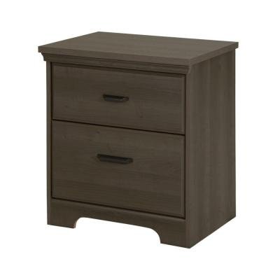 Versa 2-Drawer Wood Laminate Nightstand in Gray Maple