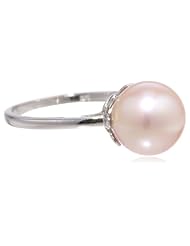 14k White Gold 10-10.5mm Pink Freshwater Cultured Pearl Solitaire Ring, Size 7