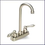 Tools & Hardware : Brushed Nickel Bar Faucet - Twin Lever Handles