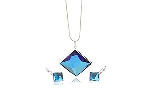 Laura Bruni Conjunto de cadena y pendientes  Azul