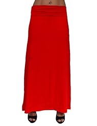 Apparel: Gorgeous Womens Rayon Span Full Length MAXI SKIRT: Red (LARGE)