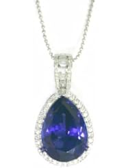 18K White Gold Tanzanite and Diamond Pendant -- LIFETIME WARRANTY