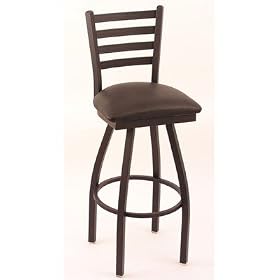 Click here to buy Holland 25 Ladderback Counter Stool with Black Vinyl Seat Finish: Bronze by Holland Bar Stool.
