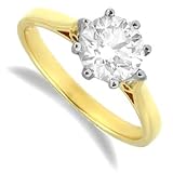 Image of Jewelco London 18 carat solid gold 1 Carat Fine Diamond 8 claw crown Solitaire Ring