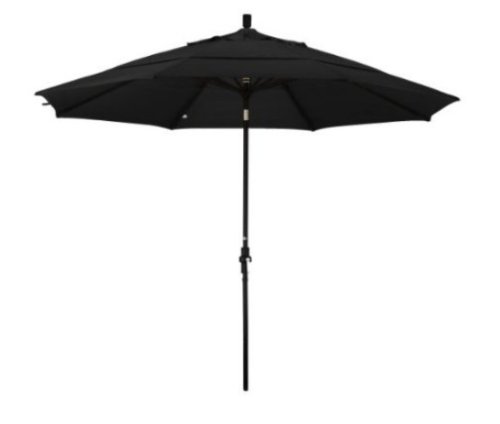 California Umbrella GSCU118302-SA08-DWV 11-Feet Pacifica Fabric Aluminum Crank Lift Market Umbrella with Black Pole, Black