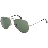 Ray-Ban Aviator Large Metal Sunglasses Gunmetal/Crystal Green, L