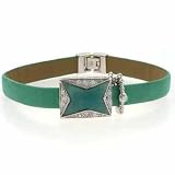 Leather Turquoise Amazonite and Simulated Diamond CZ Bracelet