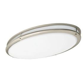 American Fluorescent CSV3232NT Contemporary 2-32 Watt Round Flush Mount Light, Nickel Finish Trim with White Acrylic Diffuser