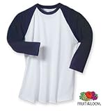Adult Fruit of the Loom Baseball-T.6.1oz Cotton Tagless 3/4 sleeve
