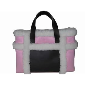 Suede and Fleece Tote Pink Bag Handbag Purse