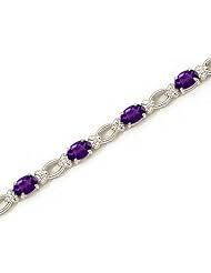 14k White Gold Natural Amethyst And Diamond Tennis Bracelet