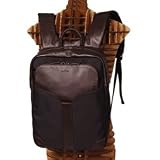 miim Backpack (Black/Trim Brown Leather) For 14/15 Inch Laptop Bag Gift Pouch Fast Shipping
