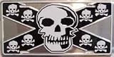 LP - 171 Confederate Flag Skull Black & Silver License Plate - X0081