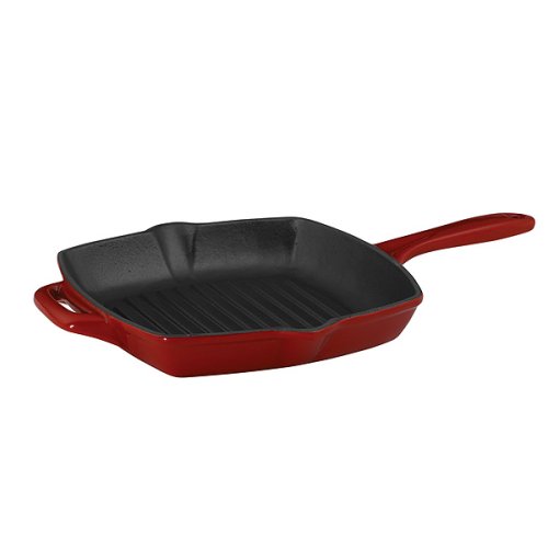 Chefmate® Square Cast Iron Grill Pan - Red