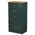 Fully Assembled Legend 5 Drawer Chest - Green/ Oak