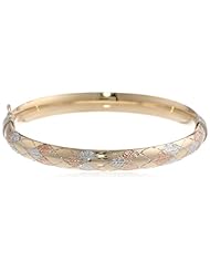 Bonded Sterling Silver and 14k Tri-Color Quilt Bangle Bracelet