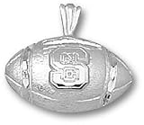 North Carolina State Wolfpack NC on S Football Pendant - Sterling Silver Jewelry