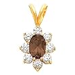 14K Yellow Gold Smoky Quartz and Diamond Pendant