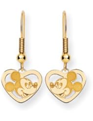 Disney Yellow Gold Heart Mickey Mouse Fishhook Earrings