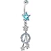 Aqua Gem Paved Stars Belly Ring title=