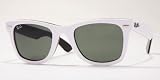 Ray Ban RB 2140 ORIGINAL WAYFARER Sunglasses - Top White on Black Frame / Crystal Green Lens