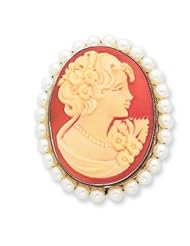 14k WG Cultured Pearl 23x30 Shell Cameo Pin/Pendant - XU804