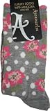 Ex Store Grey Floral Spot Angora Mix Socks Size 4-7