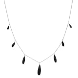 31uq uVLGmL. SL160  Sterling Silver Black Cubic Zirconia Elongated Graduated Teardrop Briolette Necklace,18