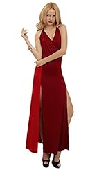 Sexy V-neck Ankle Length Sleeveless Slit Evening Dress/Party Dress/Maxi Dress  With a Sash 