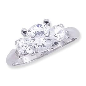 Three-stone Cz Silver Engagement Ring