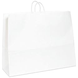 White Paper Shopping Bags, 24inch W x 7-1/4inch D x 18-3/4inch H