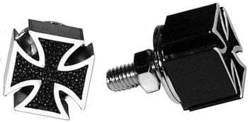 Iron cross license plate bolts (pair) black
