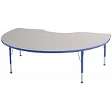 48" x 72" Kidney Activity Table with Adjustable Standard Legs - Blue