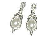 Crystal Deco Tear Drop Pearl Earrings Fashion Jewelry