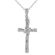 Sterling Silver Polished Wrapped Cross Pendant with 18 inch Cable Chian