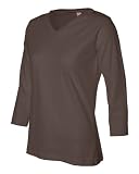 Ladies' V-neck Tee Shirt with 3/4 Sleeves