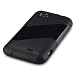 HTC SENSATION 4G / SENSATION XE GEL SKIN CASE - SOLID BLACK, WITH QUBITS-BRANDED MICROFIBER CLEANING CLOTH