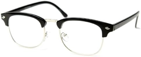 Vintage Inspired Classic Half Frame Wayfarers Clear Lens Glasses