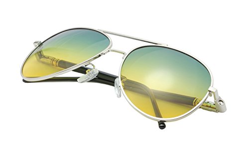JZ Eyewear Mens Womens Day & Night View Vision Aviator Cupronickel Gungrey Frame 57 MM Driving Sunglasses