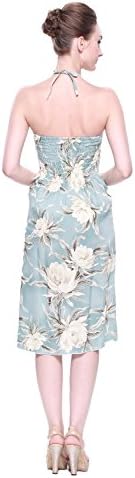 LLJ Hawaii Women's Hawaiian Waterfall Dress with Vertical Ruffles in Waterlily Sky Blue M