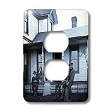 Scenes from the Past Vintage Stereoview - 1900 The Old Homestead Cyan - Light Switch Covers - 2 plug outlet cover