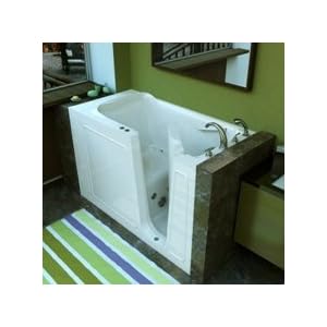 Walk-in Bath Tub, AMERICAN MADE, Non-Leak, M3053 Whirlpool System - Biscuit, Left, White