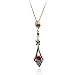 14k Yellow Gold Ruby and Diamond Drop Pendant, 17