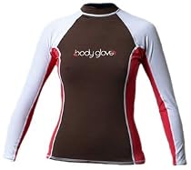Body Glove Deluxe Womens Long Arm Lycra Rash Guard Shirt (Wood/White/Cor, Large)