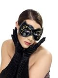 SMIFFYS BLACK & GOLD VENETIAN EYE MASK MASQUERADE FANCY DRESS