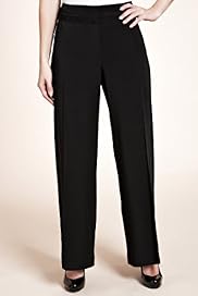 Petite Flat Front Wide Waistband Straight Leg Trousers