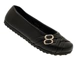 NEW GIRLS KIDS CHILDRENS BLACK SCHOOL SHOES STRONG BALLET PUMPS FAUX LEATHER SIZE 8-1