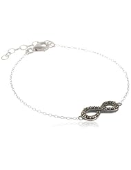 Sterling Silver Oxidized Marcasite Charm Bracelet, 6.25"+1.18" Extender